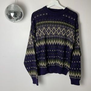 🍇 VINTAGE 90s SEARS the men’s store fairisle geo crewneck sweater M 🍇